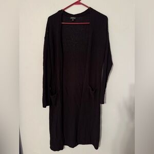 Lucky Brand Long Open-Front Knit Black Cardigan